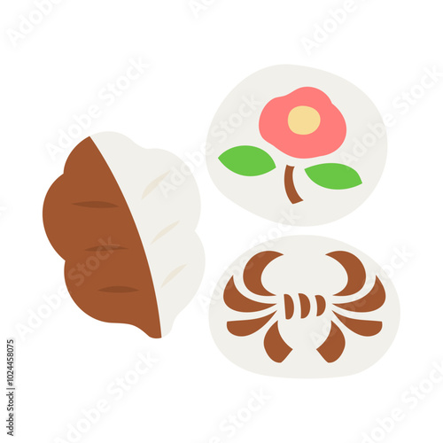 べこもち。フラットなベクターイラスト。
Beko-mochi. Flat vector illustration.