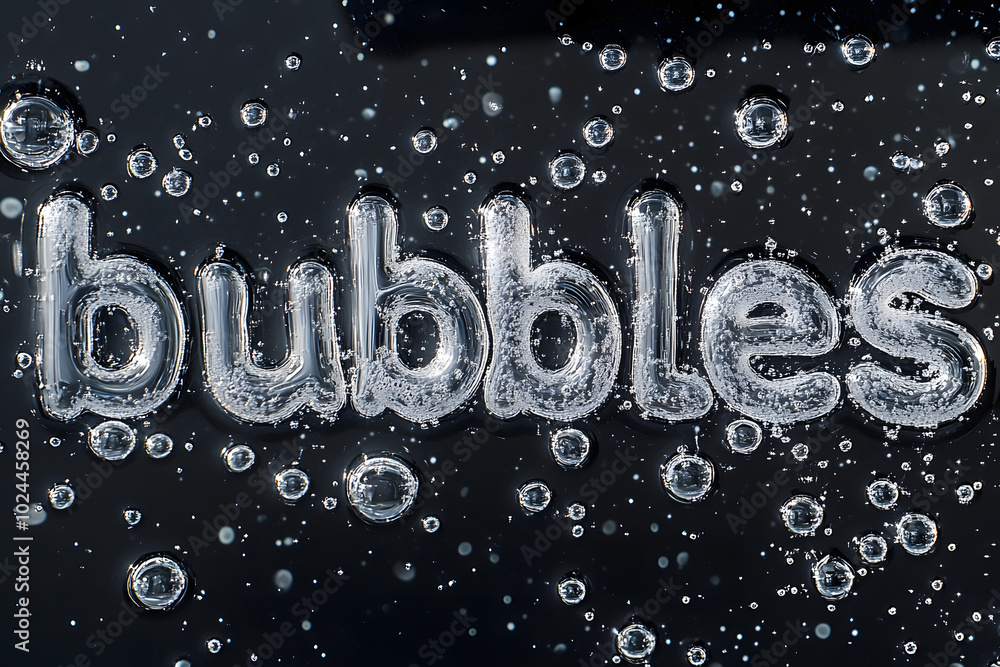 Liquid 3D Bubble Text with Dripping Effect and Air Bubbles Against Black Background Liquid 3D Bubble Text with Dripping Effect and Air Bubbles Against Black Background