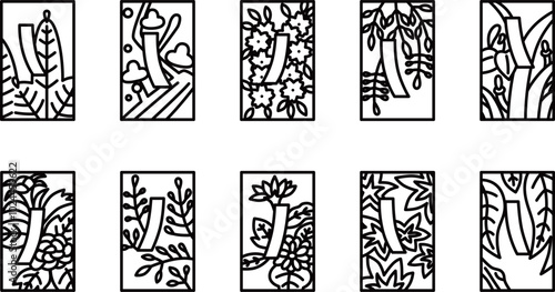 赤短青短のミニ花札アイコンセット