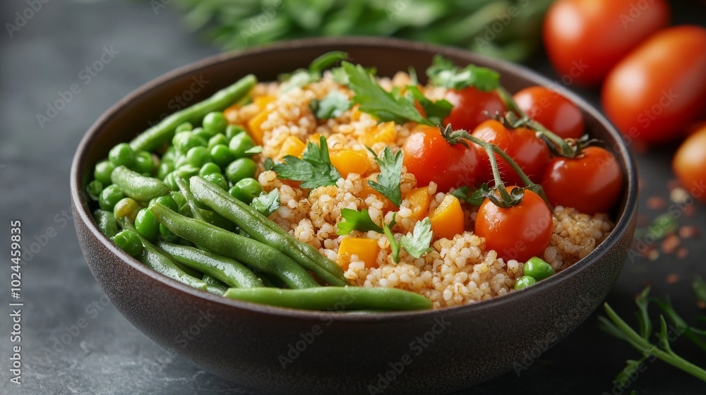 Healthy meal with veggies and bulgur. Healthy meal with veggies and bulgur.