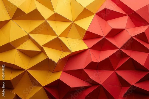 Abstract Geometric Pattern with Yellow and Red Triangles