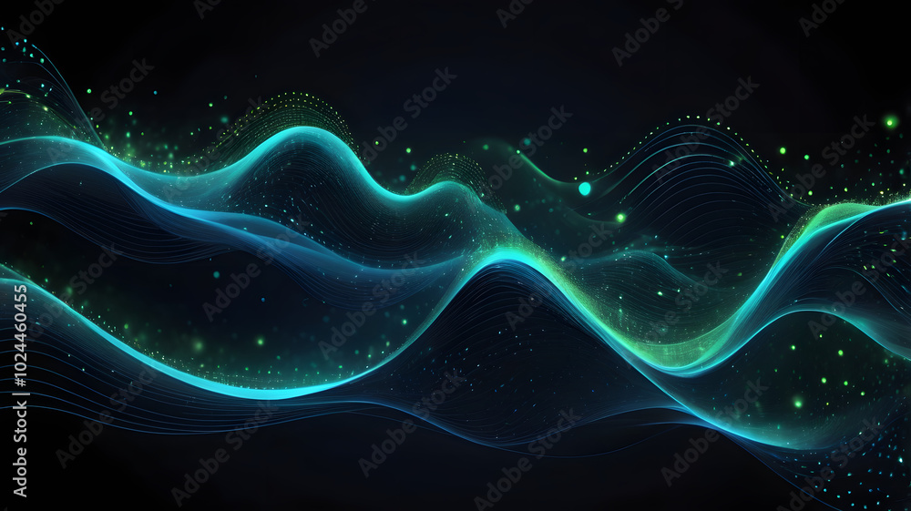 Fototapeta premium Abstract blue wave pattern with glowing lines, futuristic design backdrop
