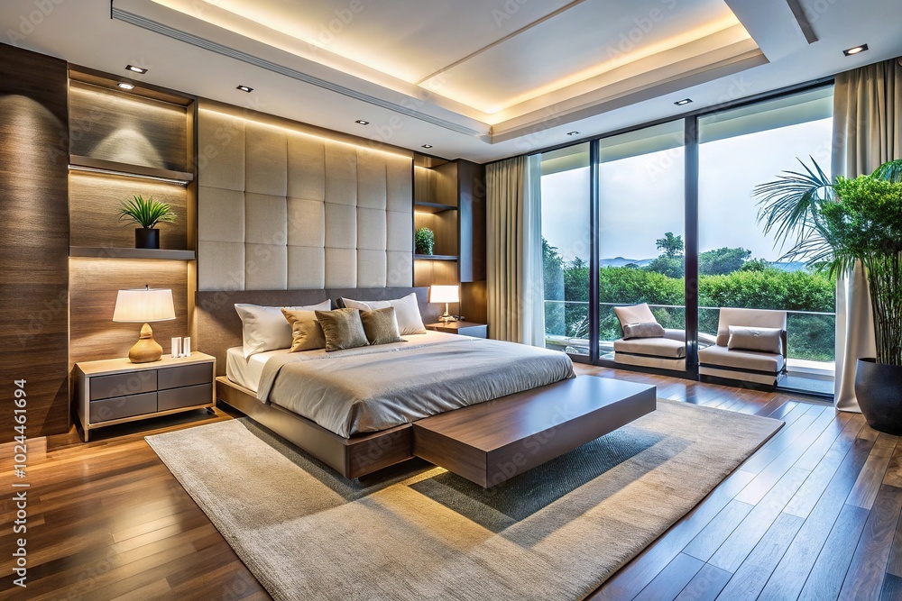 Fototapeta premium Luxurious modern villa bedroom