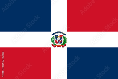 Official national flag of Dominican Republic. Correct proportions and colors. Vector illustration