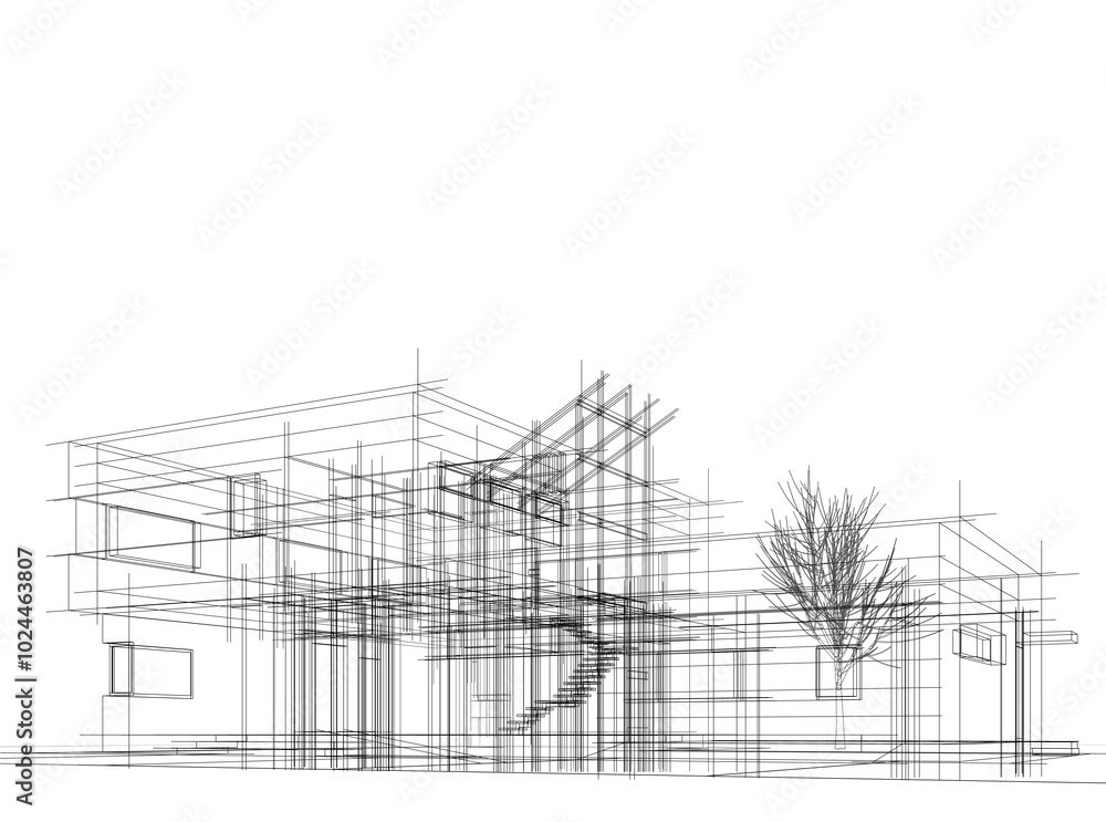 house building architectural 3d illustration house building architectural 3d illustration