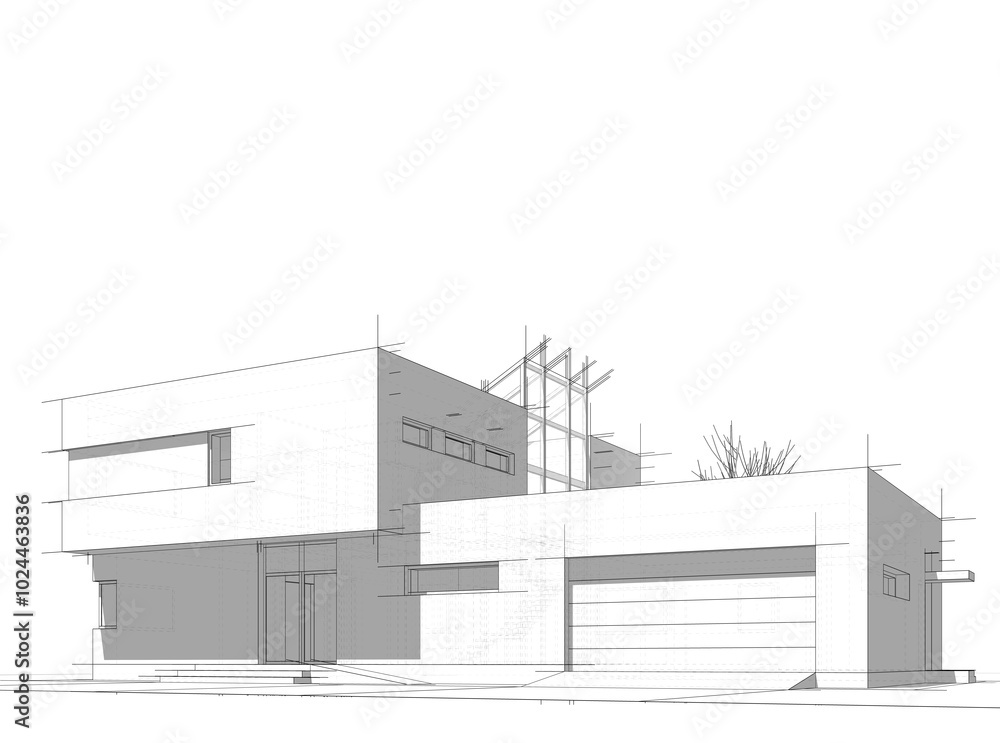 house building architectural 3d illustration house building architectural 3d illustration
