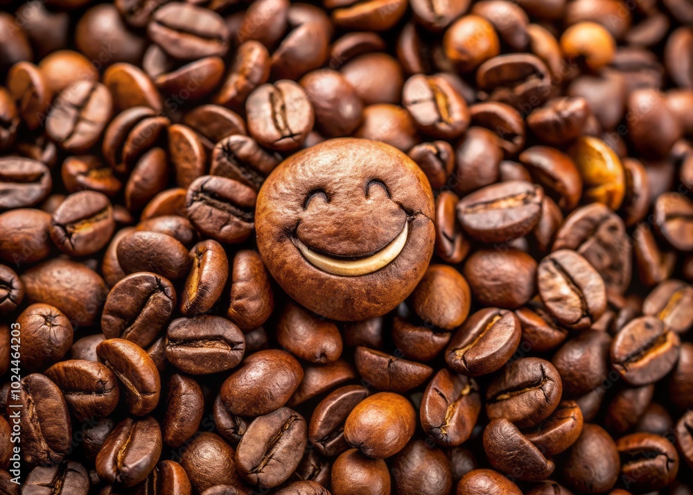 Enjoy a whimsical smiling face crafted from coffee beans, highlighted by macro photography that reveals rich textures, inviting charm, and delightful artistry. Enjoy a whimsical smiling face crafted from coffee beans, highlighted by macro photography that reveals rich textures, inviting charm, and delightful artistry.