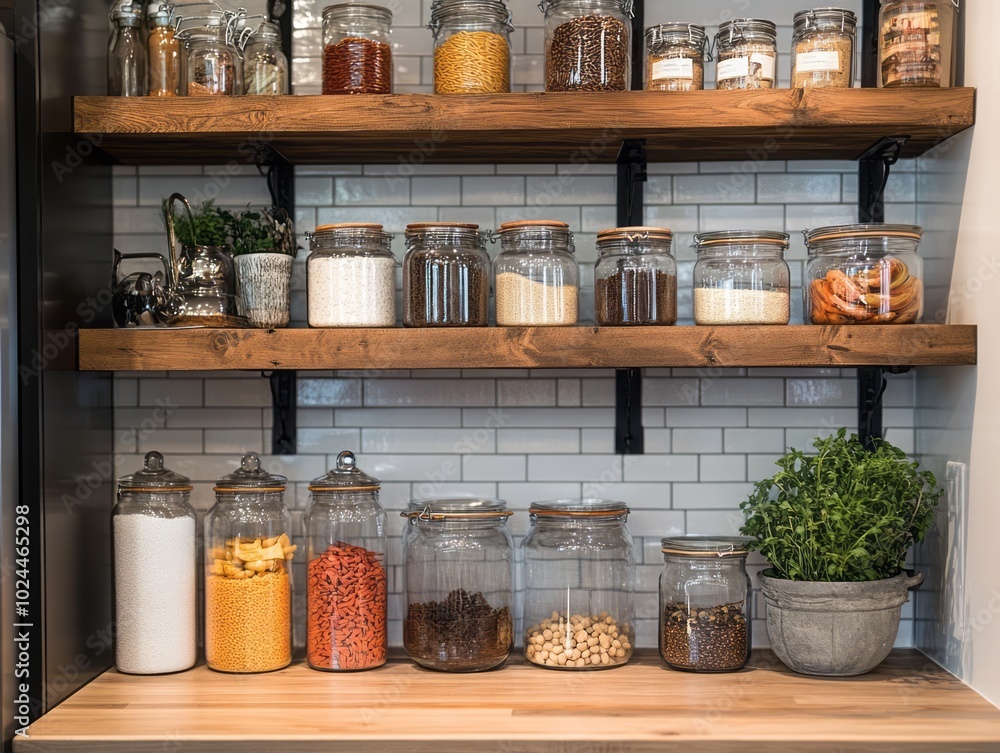 An open concept pantry that flows seamlessly into the kitchen An open concept pantry that flows seamlessly into the kitchen