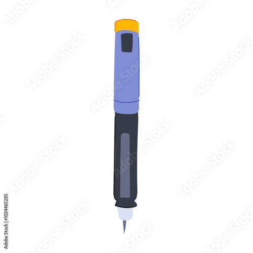 glucose insulin pen cartoon. control management, medication device, self administer glucose insulin pen sign. isolated symbol vector illustration