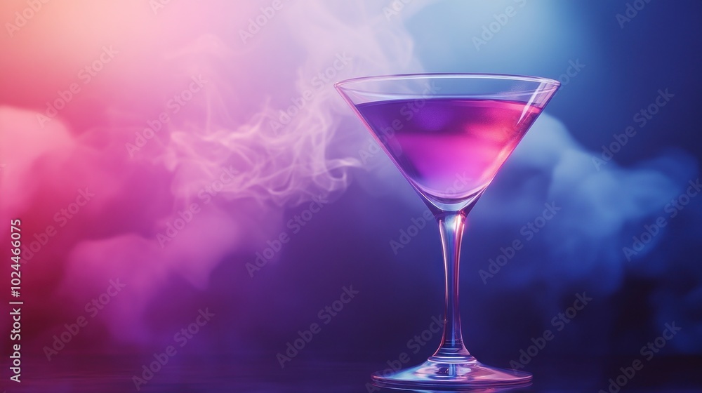 A vibrant cocktail in a glass, surrounded by colorful smoke. A vibrant cocktail in a glass, surrounded by colorful smoke.