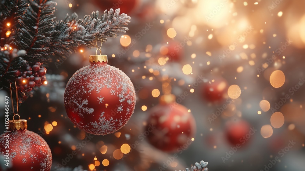 Captivating Christmas Tree with Red Ornaments and Twinkling Lights Captivating Christmas Tree with Red Ornaments and Twinkling Lights