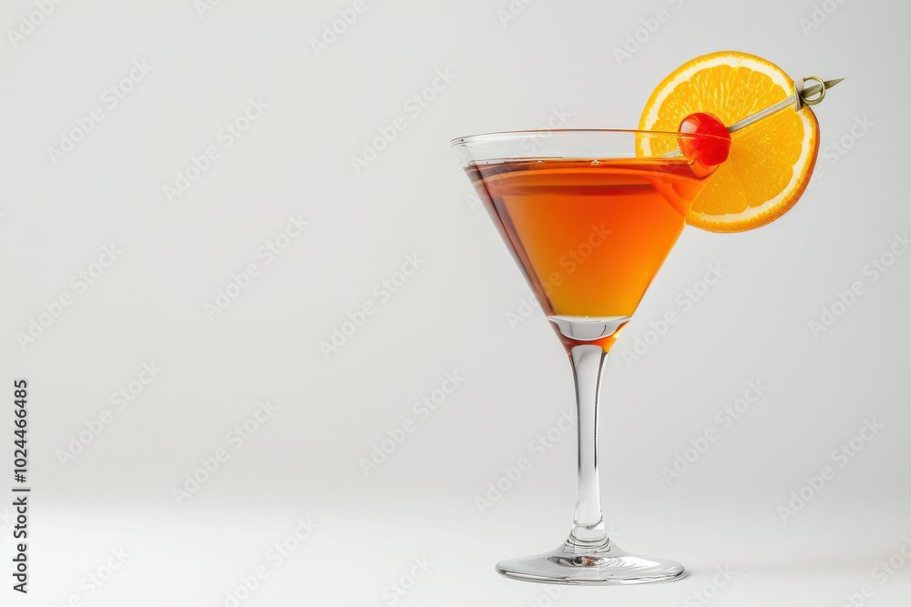 close up horizontal image of a fancy cocktail served in a martini glass, copy space close up horizontal image of a fancy cocktail served in a martini glass, copy space