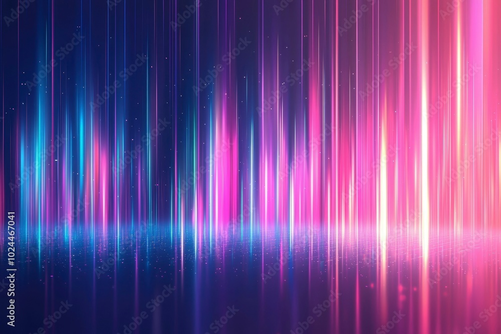 Abstract Purple and Blue Glowing Lines with Reflective Surface Abstract Purple and Blue Glowing Lines with Reflective Surface