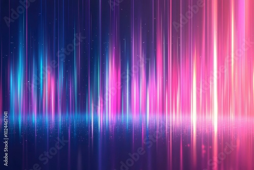 Abstract Purple and Blue Glowing Lines with Reflective Surface