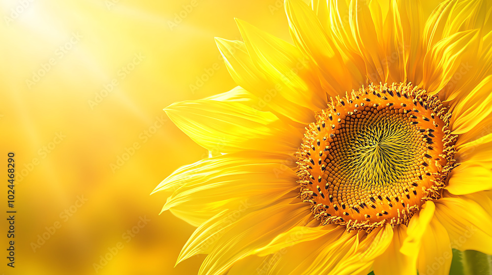 Obraz premium Vibrant sunflower with soft sunlight glow.