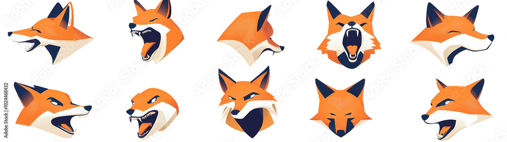 Collection of cute watercolor foxes Collection of cute watercolor foxes