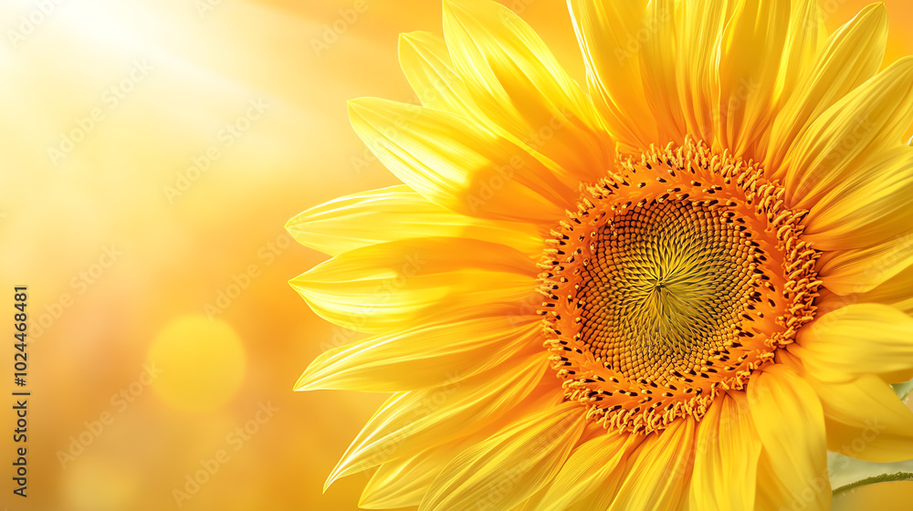 Obraz premium Bright sunflower with sunlight background