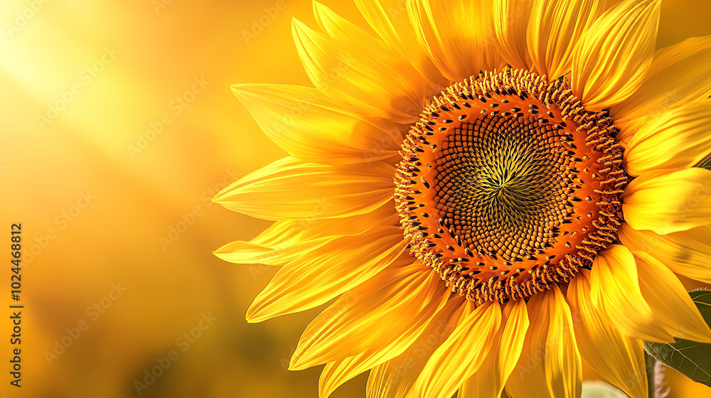 Fototapeta premium Vibrant sunflower in warm sunlight