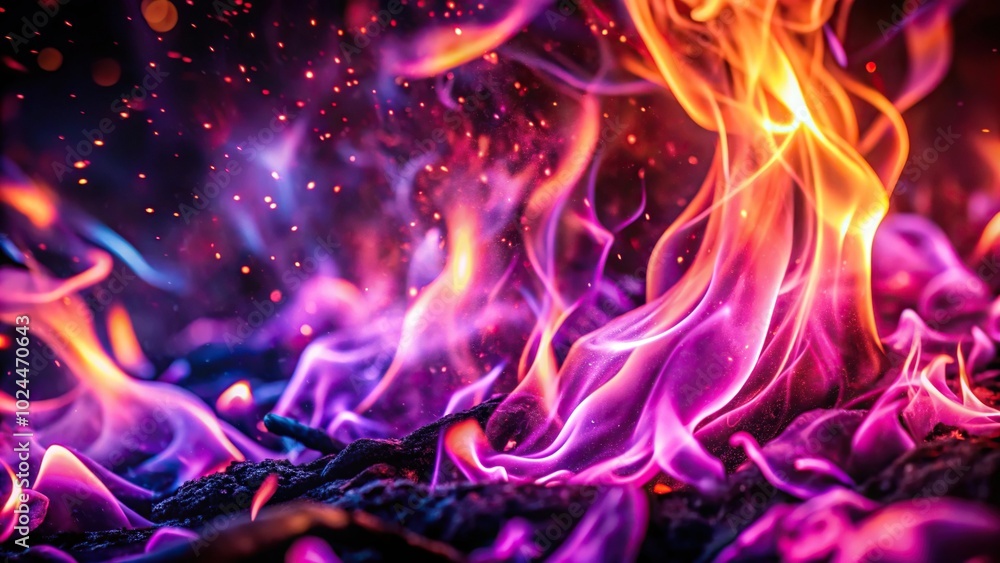 Macro Abstract purple pink flames glowing embers soft background Macro Abstract purple pink flames glowing embers soft background
