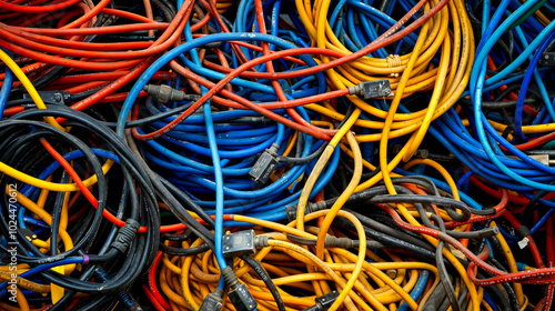 A pile of many different colored wires in a pile