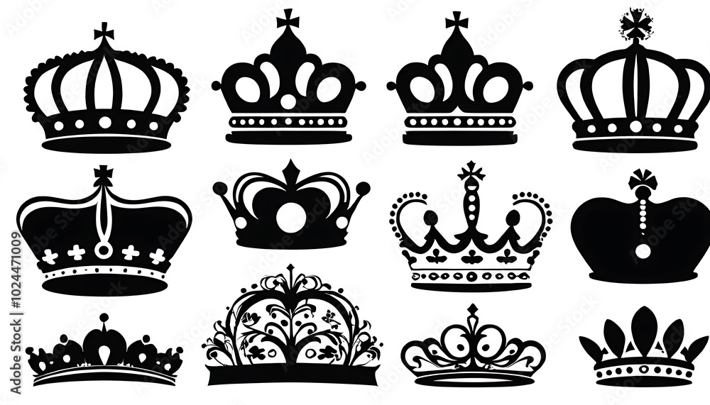 crown set vector, Set of black vector crowns and icon on white background. Vector Illustration. Emblem and royal symbols,authority, ornate, princess, wealth, illustration, symbol, 76 crown set vector, Set of black vector crowns and icon on white background. Vector Illustration. Emblem and royal symbols,authority, ornate, princess, wealth, illustration, symbol, 76