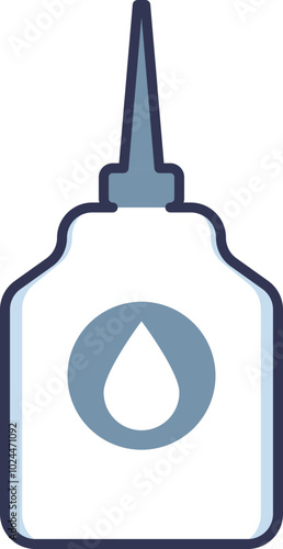 Illustration of a glue bottle with a droplet symbol, symbolizing adhesion and crafting.