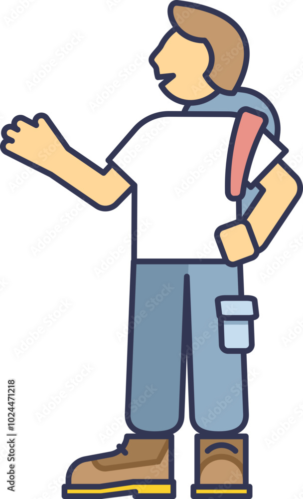 Illustration of a person with a backpack and boots, symbolizing adventure and exploration. Illustration of a person with a backpack and boots, symbolizing adventure and exploration.