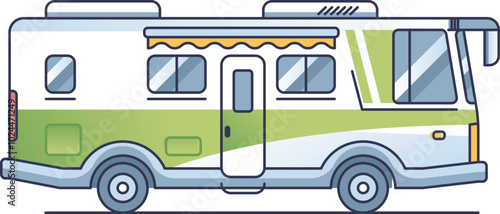 Illustration of an RV camper, symbolizing travel freedom and adventure.