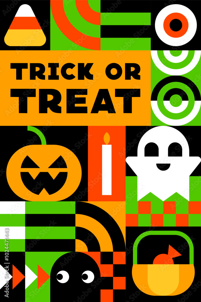 Trick or Treat Geometric Halloween Poster Trick or Treat Geometric Halloween Poster