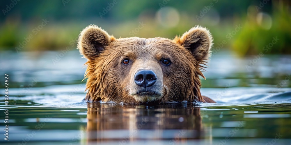 Macro bear swimming in water, cute animal wallpaper Macro bear swimming in water, cute animal wallpaper
