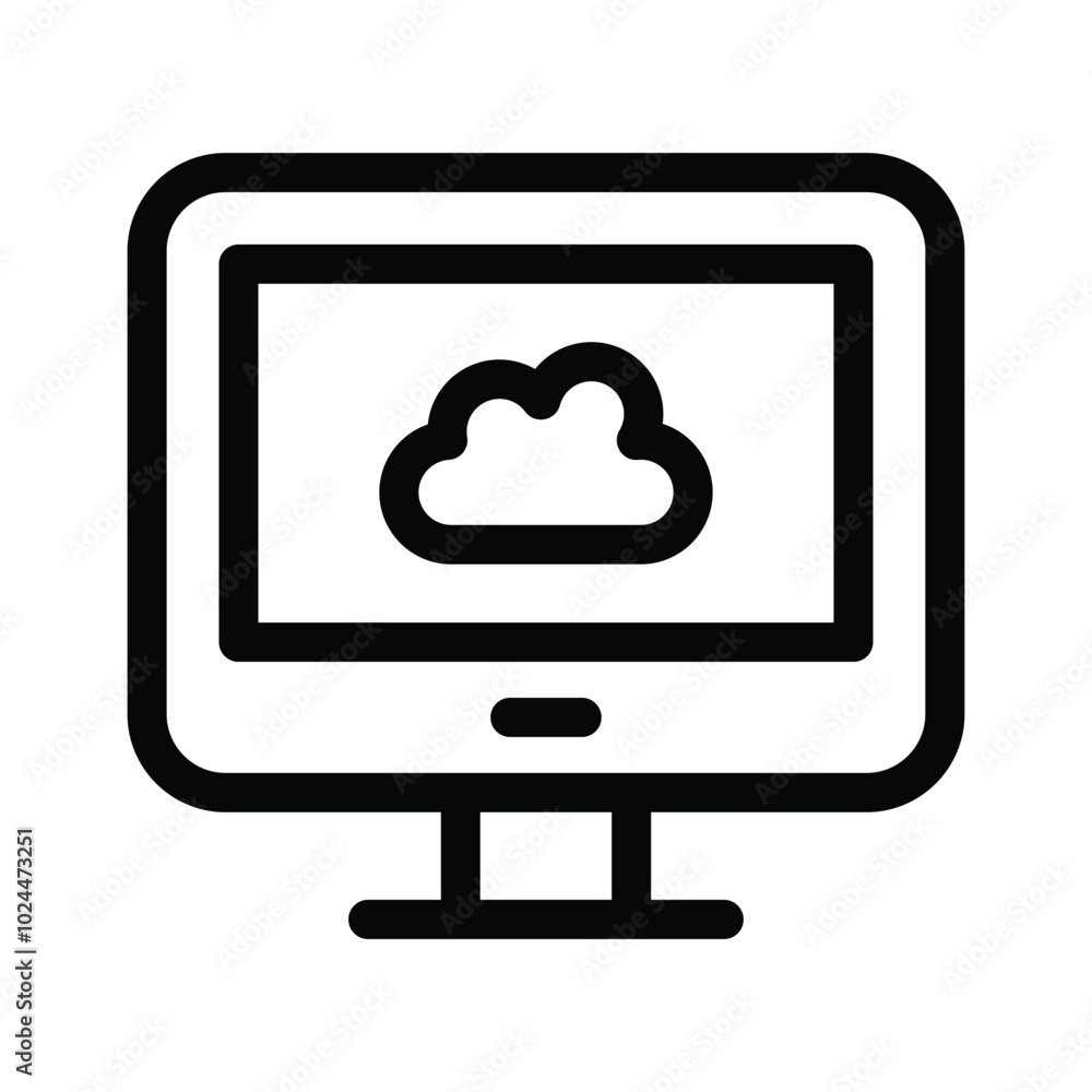 A cloud connected to a computer symbolizing cloud computing or storage A cloud connected to a computer symbolizing cloud computing or storage