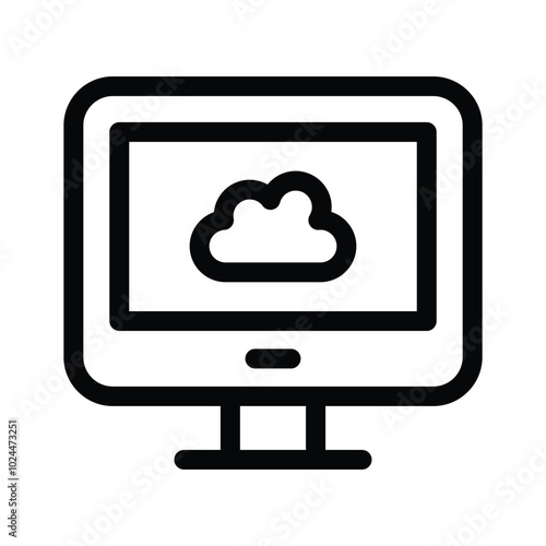 A cloud connected to a computer symbolizing cloud computing or storage