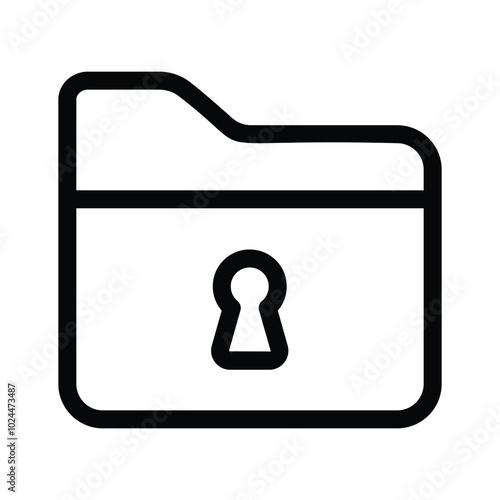 Keyhole on folder denoting icon of secure folder, data security icon