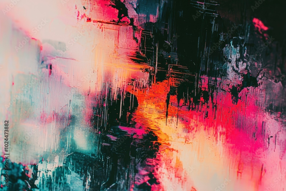 Fototapeta premium Abstract Painting with Vibrant Colors and Textured Strokes