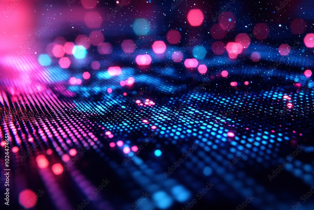 Abstract Blue and Pink Light Pattern with Glowing Particles Abstract Blue and Pink Light Pattern with Glowing Particles
