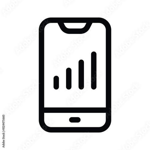 Mobile phone displaying a graph symbolizing mobile data or analysis