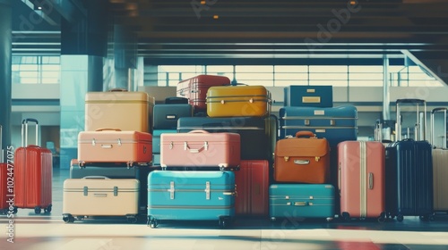 A Stack of Luggage in an Airport Terminal photo