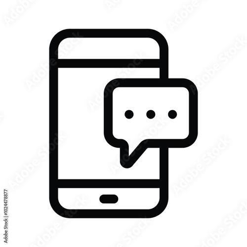 Mobile phone with a chat bubble symbol for text messaging icon