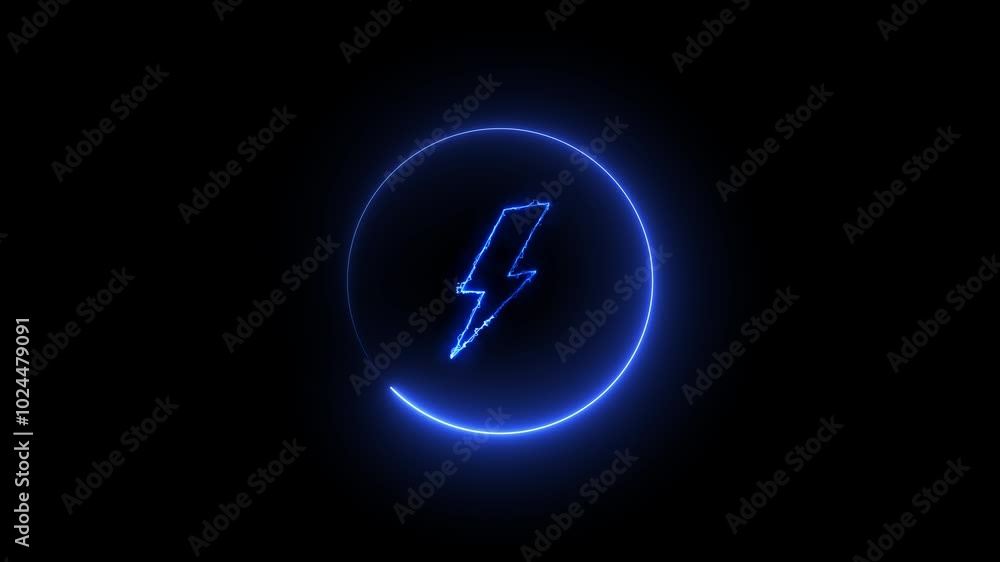 Neon bolt animation. neon bolt lighting neon sign with power effect animation. 4k video. Neon bolt animation. neon bolt lighting neon sign with power effect animation. 4k video.