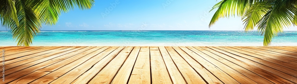 Serene coastal retreat, wooden floor with breathtaking ocean view tranquil Serene coastal retreat, wooden floor with breathtaking ocean view tranquil