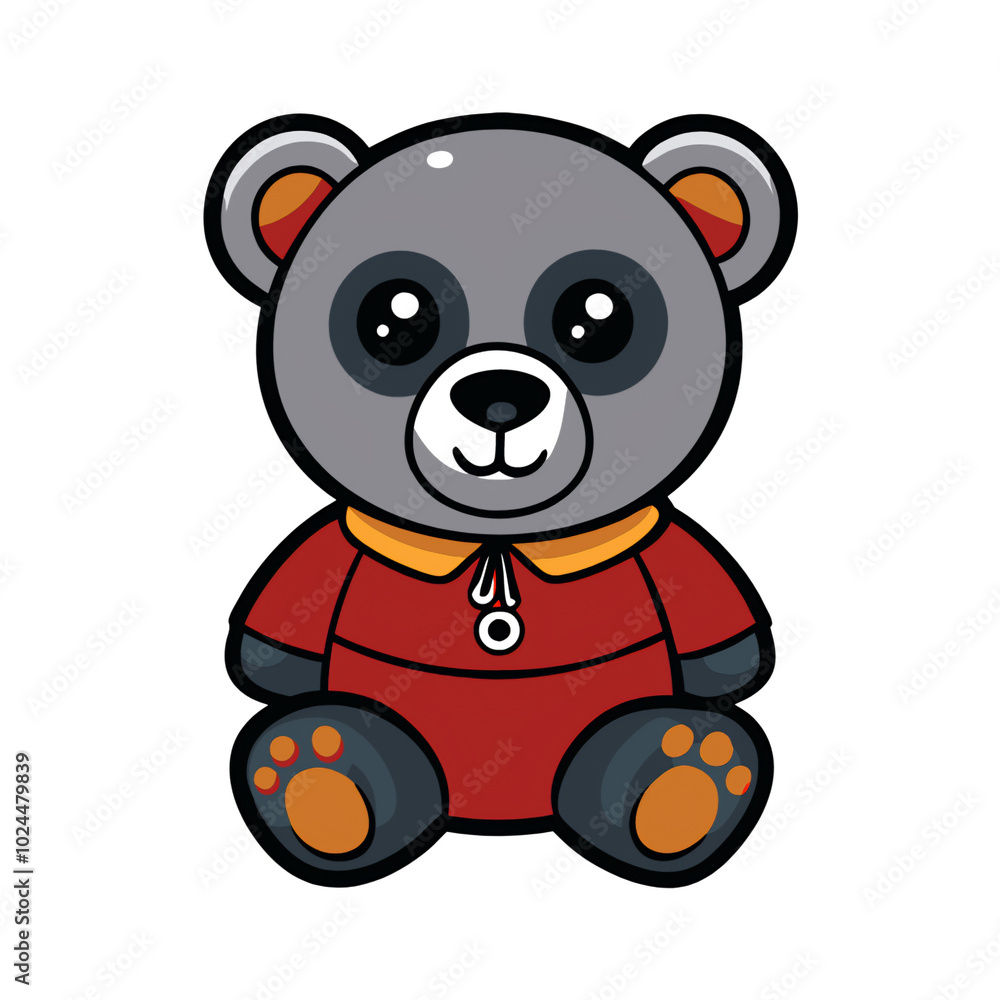 Fototapeta premium teddy bear with a bow. bear, teddy, animal, toy, cartoon, vector, baby, illustration, panda, love, teddy bear, art, fun, brown, childhood, drawing, character, child, gift, heart, cute, sitting, design
