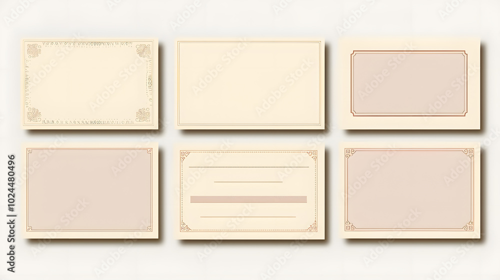 Set of 6 Blank Card Templates in Different Styles Isolated on Background. Set of 6 Blank Card Templates in Different Styles Isolated on Background.