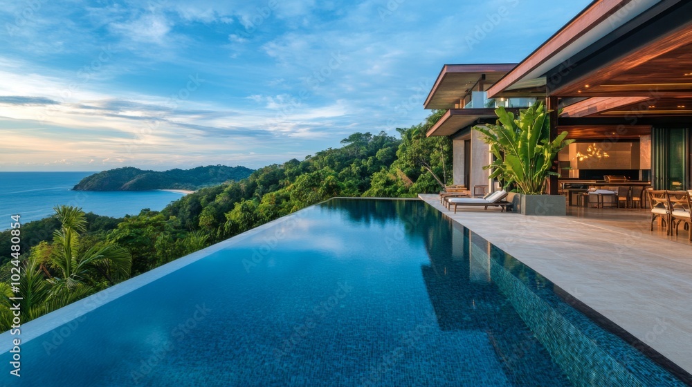 Modern Villa with Infinity Pool Overlooking Coastal Landscape Modern Villa with Infinity Pool Overlooking Coastal Landscape