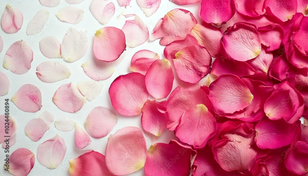 Fototapeta premium Pressed and dried delicate pink petals of rose flowers. copy space available