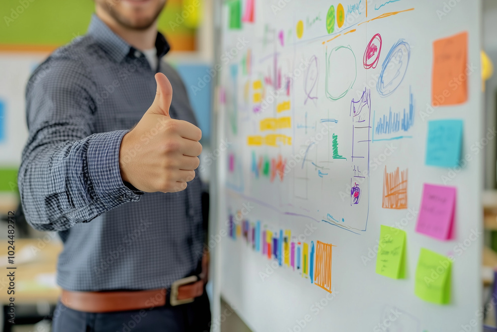 Successful Business Meeting: Team Collaboration and Brainstorming on Whiteboard Successful Business Meeting: Team Collaboration and Brainstorming on Whiteboard