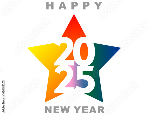 Happy new year 2025 design. With colorful truncated number illustrations. Premium vector design for poster, banner, greeting and new year 