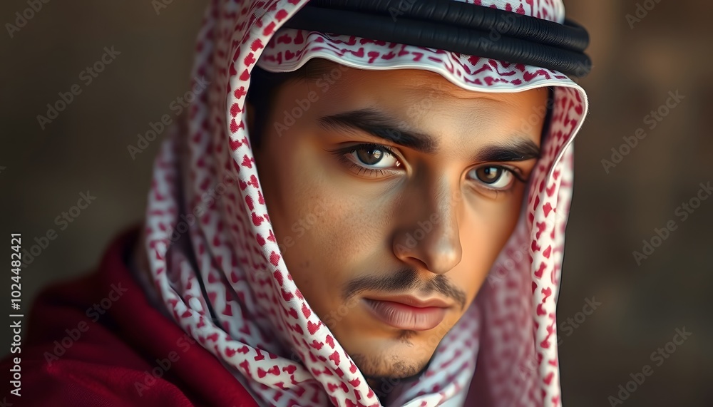 Cultural Reflection: A Contemplative Close-Up of a Young Arab Man Cultural Reflection: A Contemplative Close-Up of a Young Arab Man