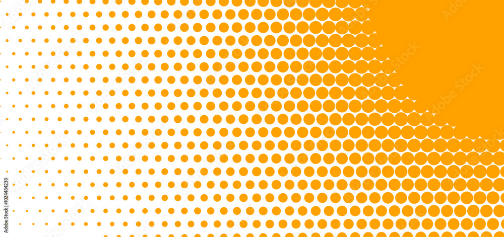 A vibrant halftone pattern features varying sizes of circles in shades of orange A vibrant halftone pattern features varying sizes of circles in shades of orange