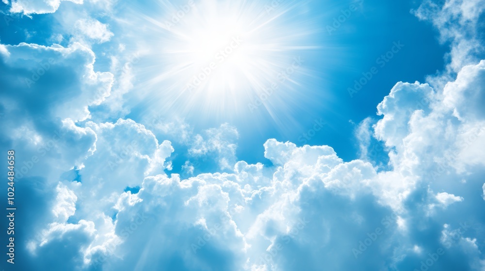 Azure sky canvas, a stunning display of sunlight, clouds, and the boundless blue Azure sky canvas, a stunning display of sunlight, clouds, and the boundless blue