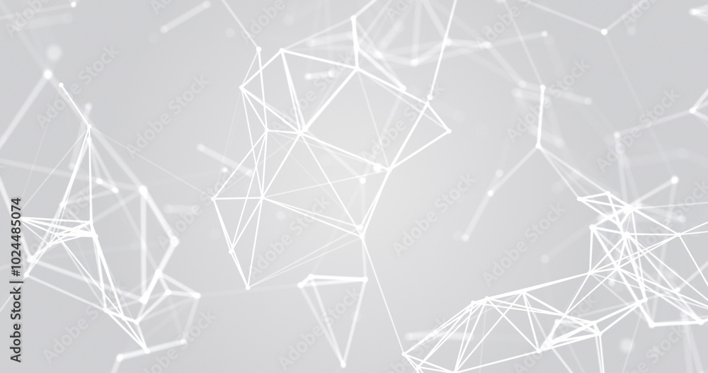 Plexus of dots and lines on a clean gray-white futuristic background. Technological visualization of network connection. Technology, social networks, communication, business. Plexus of dots and lines on a clean gray-white futuristic background. Technological visualization of network connection. Technology, social networks, communication, business.